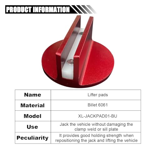 2PCS Universal Magnetic Jack Pad, 0.37" Slotted Aluminum Grooved Pad | Jack Puck Pinch, Pinch Weld Frame Rail Adapter with Large Slotted for Most Cars SUVs Trucks, Red - color: Red-2PCS