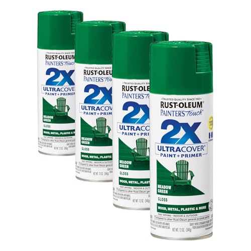 Rust-Oleum 334039 Painter's Touch 2X Ultra Cover Spray Paint, 12 oz, Gloss Meadow Green (Pack of 4) - color: Gloss Meadow Green, size: 12 Ounce (Pack of 4)