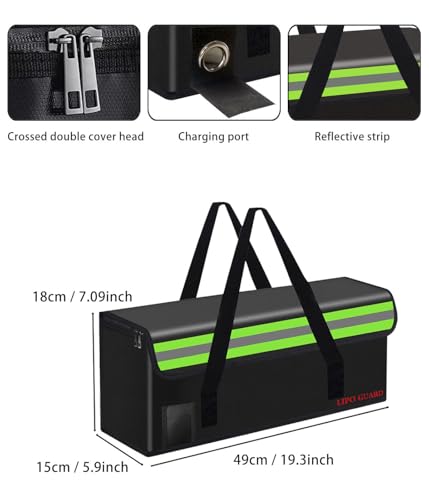 Lipo Battery Safe Bag Large Capatity Fireproof Bag for Ebike Lipo Battery Other Batteries Storage Charging Transport Home Office Travel Safe Storage Pouch - size: 490*150*180mm