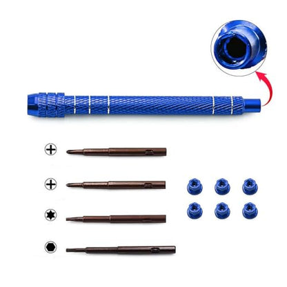 1/30 RC Screwdrivers Set H1.3 Hex T4 Plum Phillips 1.5mm 2.0mm Precision Bits With M2 Nuts Screw Driver Repair Tool Kit For 1:30 1:32 Crawler Car Axial SCX30 0.7" Tires Wheels (Blue) - color: Blue