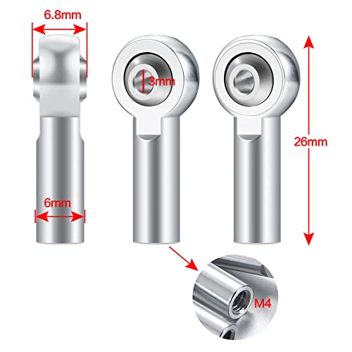 10Pcs M4 Link Rod Ball Ends Rod End Bearing for 1/10 Axial SCX10 Tamiya RC Crawler Car | For 1/10 Axial SCX10 Tamiya, RC Crawler Car