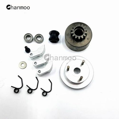 1/8 RC Car 14T Clutch Bell Flywheel Assembly Kit Shoes Bearings Gear Engine Nut Springs Cone for 1:8 RC Buggy Truck Car KYOSHO HPI HSP Axial Himoto 21-28cxp Nitro Engine Parts (Silver) - color: Silver