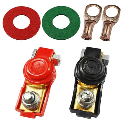 Car Battery Terminal Connector, Battery Terminal Clamps Negative and Positive, Pure Copper Quick Release Cable End Top Post Clip, Battery Terminal Assortment Kit for Car Truck RV Boat (Plastic Cover) - size: Plastic Cover