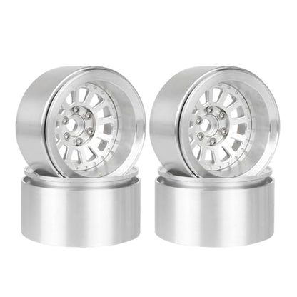 Aluminum 2.2" Beadlock Wheel Offset -10mm Metal Rims for SCX10 RR10 TRX4 VS4-10 Gen8 1/10 RC Crawler Car Upgrade Parts (12-Spoke, Silver) - color: 12-spoke, Silver