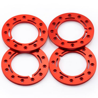 Aluminum 1.55inch Beadlock Ring 1Set/4PCS for AXIAL UTB18 D90 TF2 CC01 AX90069 MST JIMNY 1/10 RC Crawler Truck Car Wheels (Red) - color: Red