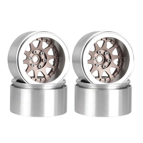 Aluminum 2.2" Beadlock Wheel Offset -10mm Metal Rims for SCX10 RR10 TRX4 VS4-10 Gen8 1/10 RC Crawler Car Upgrade Parts (10-Spoke, Bronze) - color: 10-spoke, Bronze
