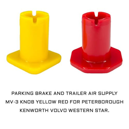 2-Pack Parking and Trailer Air Brake Knob Set 298818N Yellow and 298817N Red Parking and Air Brake Knobs Replacement for Peterbilt Kenworth Volvo Western Star Truck Trucks and Bendix MV-3 Valves
