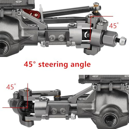 Complete Aluminum Front & Rear Axle Set for Axial SCX10 RC4WD D90, 1/10 Scale RC Crawler Upgrade, with Enhanced Steel Axle Shafts(Titanium)