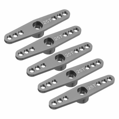 MECCANIXITY 5 Pcs Aluminum Servo Horn 25T 25 Teeth Servo Horn Steering Double Arms 47mm Length Titanium for DIY RC Car/Boat/Airplanes Boat Model - color: Titanium