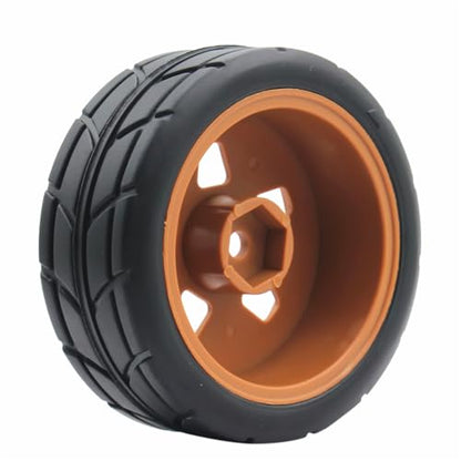 65mm 4PCS 1/10 RC On-Road tires and Hard Plastic wheels set Hex 12mm For WRC Drift Car Conversion 1/10 RC On-Road Car Traxxas Tamiya FW06 TT02 HPI HSP 94122 Kyosho%T068 (Brown) - color: Brown