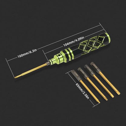 5-in-1 RC Tool Kit, Hex Allen Screwdriver Kit, RC Screwdriver Set 1.5mm 2.0mm 2.5mm 3.0mm RC Car Repair Tool Kit for RC Model Car Boat Helicopter (Green) - color: Green