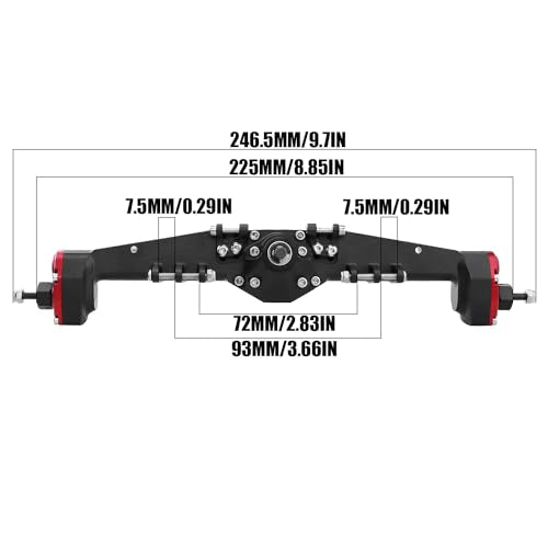 1/10 RC Crawler All Metal Front and Rear Portal Axle for Axial Capra 1.9 UTB Buggy F9 CNC Machined 7075 Aluminum Integrated (Red) - color: Red