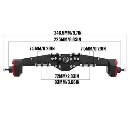 1/10 RC Crawler All Metal Front and Rear Portal Axle for Axial Capra 1.9 UTB Buggy F9 CNC Machined 7075 Aluminum Integrated (Red) - color: Red
