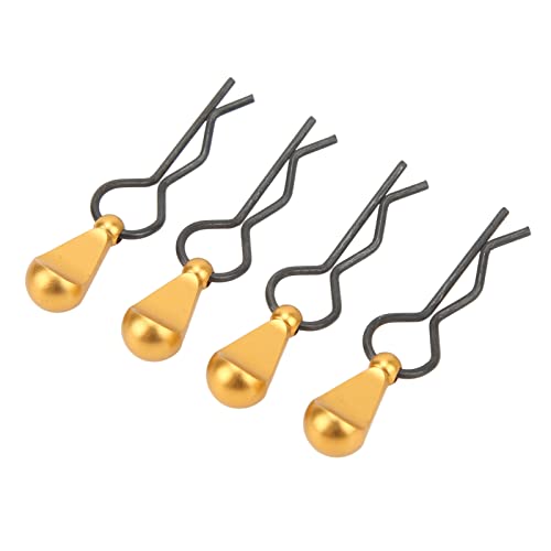RC Body Clips R Pins Metal RC Car Body Clips Stainless Steel R , Aluminium Alloy Pull Tabs Car Assembly for 1/10 (Gold) - color: Gold