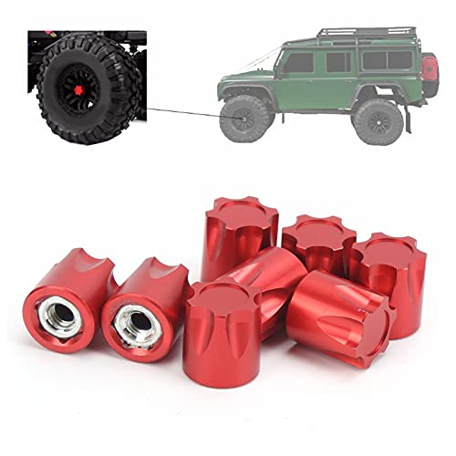 Dilwe RC M4 Nut, 8Pcs 12mmx11mm RC Wheel Rim Center 1/10 Scale RC Crawler Car Truck Upgrade Spare Part, M4 Wheel Rim Center Hat Nut (Red)
