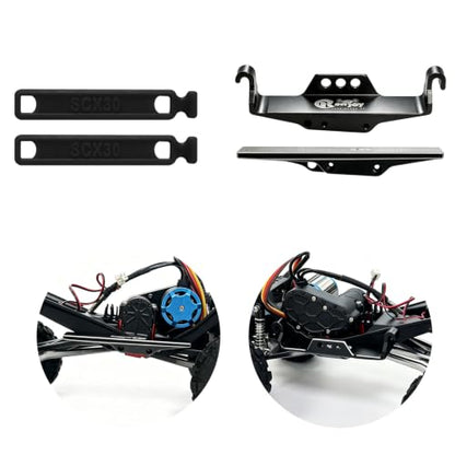Aluminum Battery & ESC Receiver Trays w/2pcs Black Straps for Axial SCX30 | Battery & ESC Side Plate Mount Set for 1/30 SCX30 RC Crawler Upgrade - color: 2pcs Black Straps