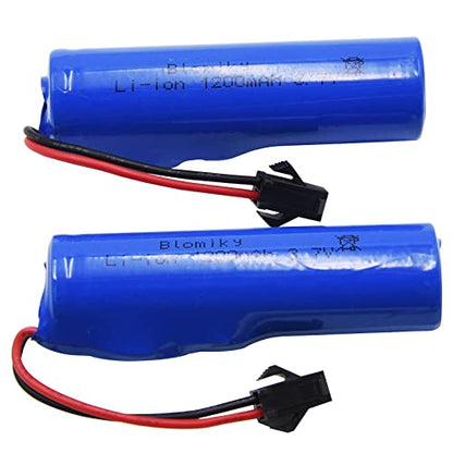Blomiky 3.7V 1200mAh 2 Pack Li-ion Rechargeable Battery with SM2P Plug and USB Cable for Remote Control Cars Trucks 3.7V 1200mAh 2