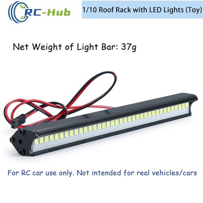 RC-Hub 1/10 Scale Roof Rack Luggage Carrier with LED Lights Bar 232 * 153mm RC Upgrade Parts for 1/10 Axial SCX10 SCX10 II III Wrangler 90046 AXI03007 RC Crawler Car | 232 * 153mm Luggage Carrier,White Lights Bar,RC Upgrade Parts