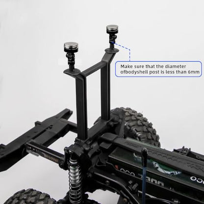 RC Magnetic Body Mounts for 1/10 Crawler Drift Car, 4 Pack Black Aluminum Alloy Invisible Body Post Mount Kit with High-Strength Magnets for SCX10 RC Car Shell