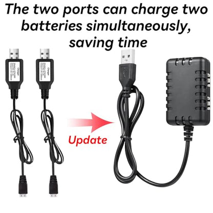 7.4V Lipo Battery Charger - RC Car Balance Chargers USB Cable 2-in-1 with XH-3P Plug 1A for 2S Batteries RC Cars Drone Boat Airplane Truck Quadcopter Airsoft SCX24 SCX10