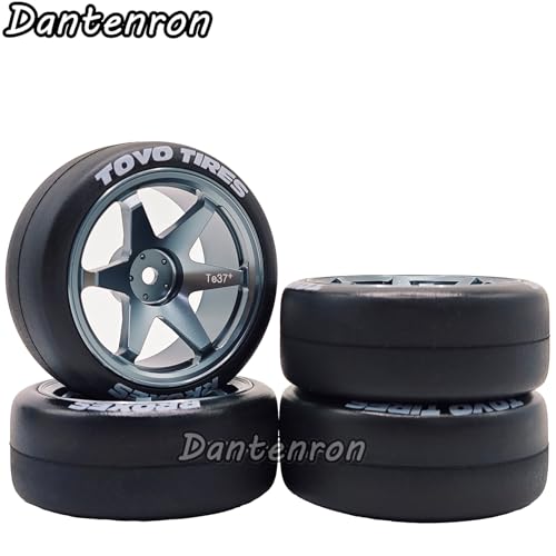 1/10 RC Drift Aluminum Wheels and Tires OD 65mm 1/12 Hard Drift Racing Tyres 12mm Hex for 1:10 Rally Street On Road Touring Car Tamiya TT01 TT02 XV01 TA06 A959 PTG2 KYOSHO 4PCS (Titanium) - color: Titanium