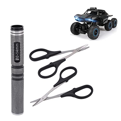 0-14mm RC Body Reamer Hole Puncher with Sleeve & Curved Scissors Tool Drills Set for RC Body Shell (Black) - color: Black