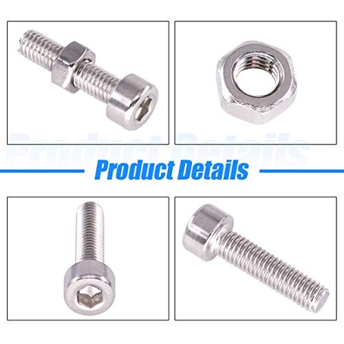 Glarks 510Pcs M3 M4 M5 304 Stainless Steel Hex Socket Head Cap Screws with Nuts Assortment Kit - size: Hex Socket Head Cap Screws Set