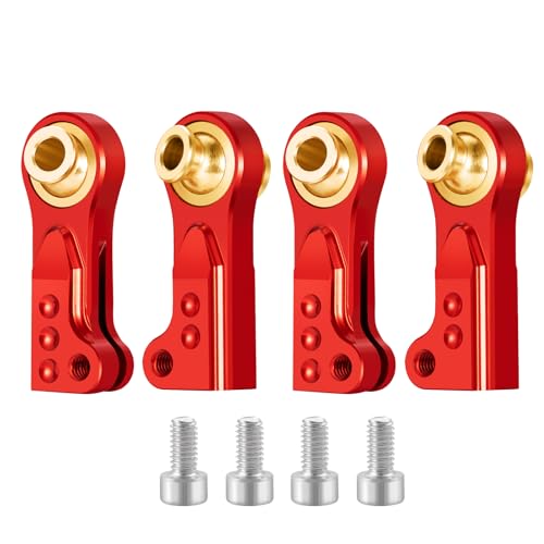 4PCS RC Linkage Rod Ends Metal Aluminum M4 Ball Joint Head M4 Link Linkage Rod End Balls Joint Head Set Compatible with Axial SCX10 II 90046 90047 D90 TRX4 RC Buggy Crawler Car Upgrades (Red) - color: Red