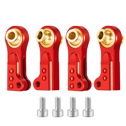 4PCS RC Linkage Rod Ends Metal Aluminum M4 Ball Joint Head M4 Link Linkage Rod End Balls Joint Head Set Compatible with Axial SCX10 II 90046 90047 D90 TRX4 RC Buggy Crawler Car Upgrades (Red) - color: Red