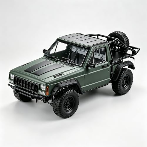 Hard Plastic RC Crawler Body Cab & Back-Half Cage Body Car Shell Upgrades Part for 1/10 RC Crawler Car for Axial SCX10 II 90046 TRX4 Redcat GEN8 (Army Green) - color: Army Green