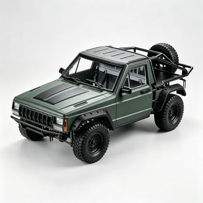 Hard Plastic RC Crawler Body Cab & Back-Half Cage Body Car Shell Upgrades Part for 1/10 RC Crawler Car for Axial SCX10 II 90046 TRX4 Redcat GEN8 (Army Green) - color: Army Green
