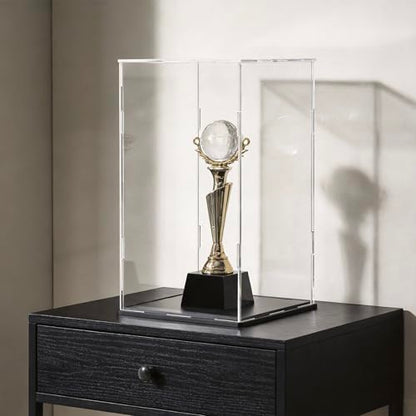 Acrylic Display Case for Red Wine Bottle and Dolls, Versatile Clear Acrylic Display Box with Black Base for Showcase and Displaying, 7x7x16-inch - size: 7"L x 7"W x 16"H