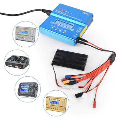 RC Lipo Battery Charger Adapter Connector Splitter Wire 8 in 1 – Universal Connector to XT60/ 4.0mm Banana Plug Lead Cable for TRX, T-Plug, Futaba, Tamiya Mini, XT60, EC3, JST,Tamiya (4.0mm Banana)