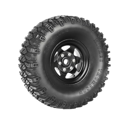 4PCS 1.55 Inch Aluminum Alloy Beadlock Wheel Rim Tyre and 95mm Rubber Tires Set for 1/10 RC Rock Crawler Car Upgrade Parts for Tamiya Axial AX90069 D90 TF2 CC01 LC70(6Spoke-Black) - color: 6spoke-black