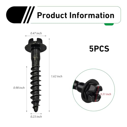 5PCS BAS01003 Air Filter Box Screw, OEM# 6509605AA, 11549031 Air Filter Housing Retaining Bolts, Filter Box Screws Compatible with Chrysler, Jeep, Dodge, Ram, Pontiac (Black)