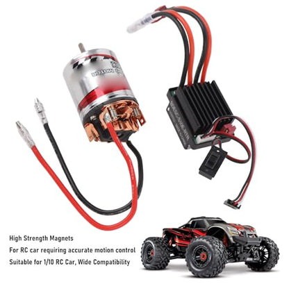 540 RC Brushed Motor, Water Proof Stainless Steel Case 3 Slot High Torsion Motor and ESC for Axial SCX10 AXI03007 1/10 RC Car (12T