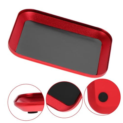 Magnetic Screw Storage Tray Aluminum Alloy Parts Organizer for Garage Home and Model Crafting Efficient Precision Design with Separated Slots Red - color: Red