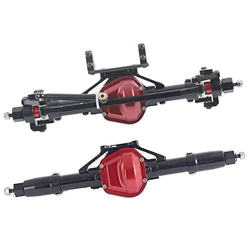 Aluminum Alloy Front and Rear Axle and Universal Driveshafts Set for 1/10 RC Crawler Car Axial SCX10 (Black) - color: Black