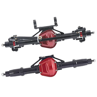 Aluminum Alloy Front and Rear Axle and Universal Driveshafts Set for 1/10 RC Crawler Car Axial SCX10 (Black) - color: Black