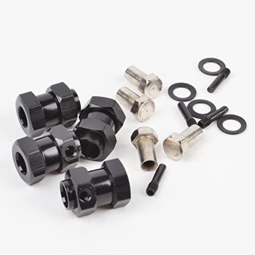 RC 15MM Extension Adaptor Wheel HEX Hub 12MM Upgrade Length for Traxxas Trx4 TRX-4 Upgrade Accessories (Black)