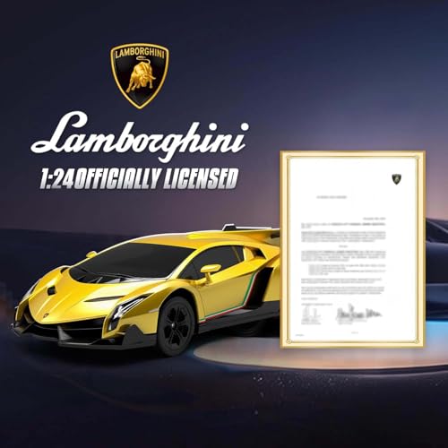 Remote Control Car 1:24 Licensed Lamborghini 2.4G RC Drift Car,yellow | rc car with LED Lights 2.4GHz 4WD 15KM/H Fast Speed Control Rechargeable Battery 800mah Birthday for Kids Boys 8-12 - color: Yellow