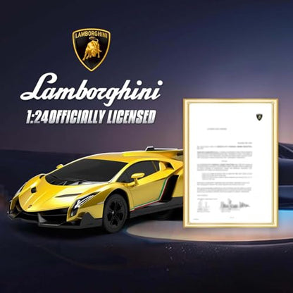 Remote Control Car 1:24 Licensed Lamborghini 2.4G RC Drift Car,yellow | rc car with LED Lights 2.4GHz 4WD 15KM/H Fast Speed Control Rechargeable Battery 800mah Birthday for Kids Boys 8-12 - color: Yellow