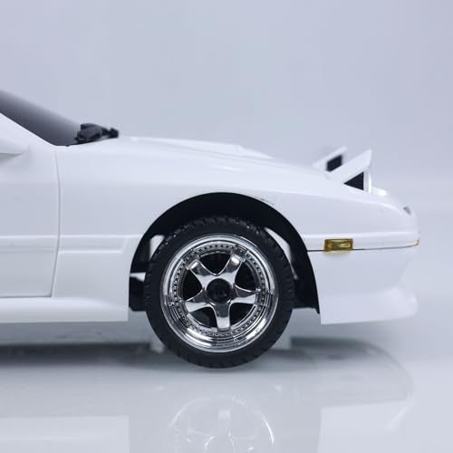 US in Stock, 1/18 Rx7 RC Racing Car RWD Gyroscope Wireless Control Drift Vehicles Light System Motor Servo ESC(White) - color: White