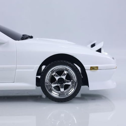 US in Stock, 1/18 Rx7 RC Racing Car RWD Gyroscope Wireless Control Drift Vehicles Light System Motor Servo ESC(White) - color: White