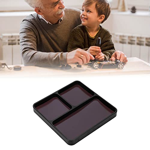 RC Model Repair Screw Tray, Magnetic Tool Tray for RC Car Maintenance, CNC Aluminum Alloy Organizer with Magnetic Pads for Remote Control Vehicles Aircraft Helicopters (Black) - color: Black