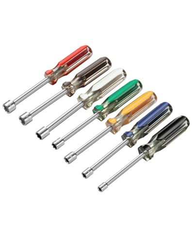 ROTATION 7PC Metric Nut Driver Set 5-12mm Hex Drivers Color-Coded Grips | 5-12mm Hex Drivers, For Bolts Nuts Fasteners, Color-Coded, Non-Slip PVC Grips - style: Metric