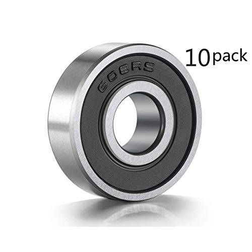 WAFJAMF 10 Pack 608-RS Ball Bearing Double Rubber Sealed Miniature Set | Deep groove 8mm x 22mm x 7mm shielded steel wheel components for skateboards, inline roller skates, longboards & scooters