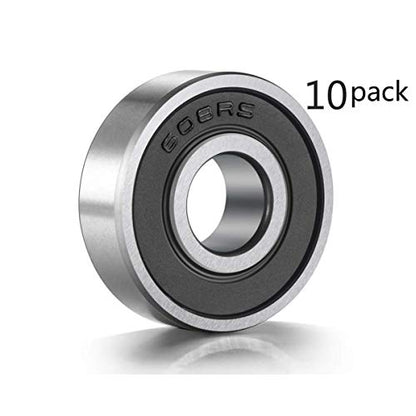WAFJAMF 10 Pack 608-RS Ball Bearing Double Rubber Sealed Miniature Set | Deep groove 8mm x 22mm x 7mm shielded steel wheel components for skateboards, inline roller skates, longboards & scooters
