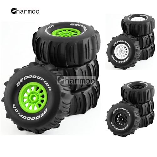 1/7 1/8 RC Short Course Truck Car Tires and Wheels Rims 17mm Hex Snow Sand Buggy Desert Tyres with Foam Insert for 1:7 Scale RC Off Road Truck Car TRAXXAS UDR 85086-4 4Pcs (A Green) - color: A Green