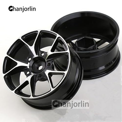 1/10 On Road Drift Wheels Rims Hex 12mm RC Aluminum Alloy Rally Racing Hubs for 1:10 Scale Touring Street Car Tires Tamiya TT01 TT02 HSP 2S 3S Brushless HPI KYOSHO XV02 XV01 4PCS (Black) - color: Black
